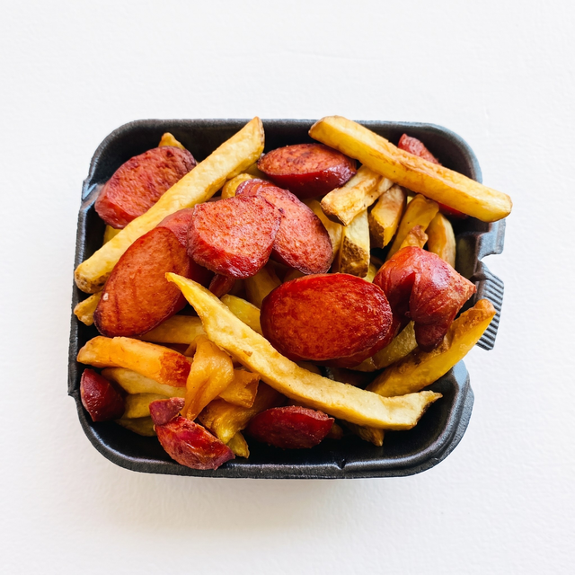Traditional Salchipapas.
